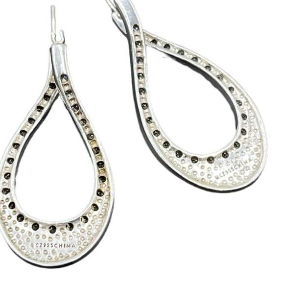 Vintage Designer CZ 925 Sterling Silver Twisted 3D Leverback Dangle  Earrings - Picture 13 of 13